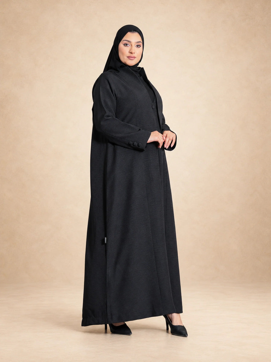 Plain Panelled Linen Abaya