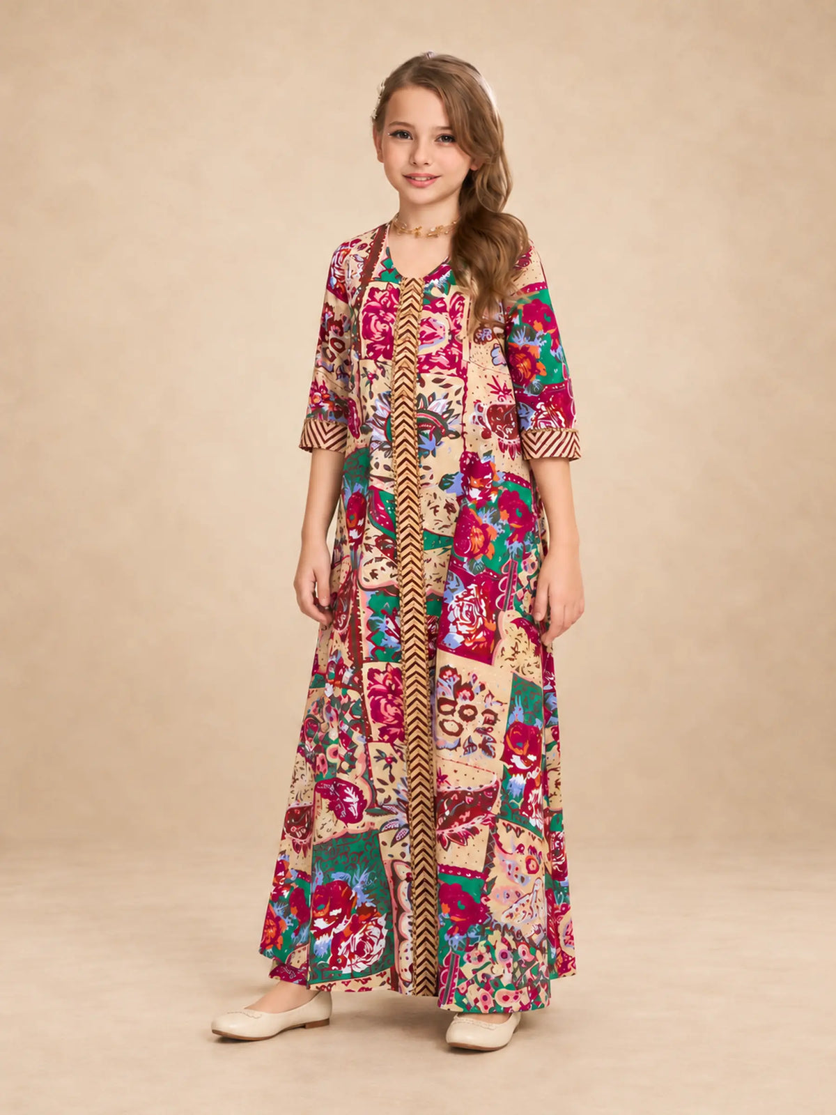 2 Pc Printed Cotton Jalabiya Set
