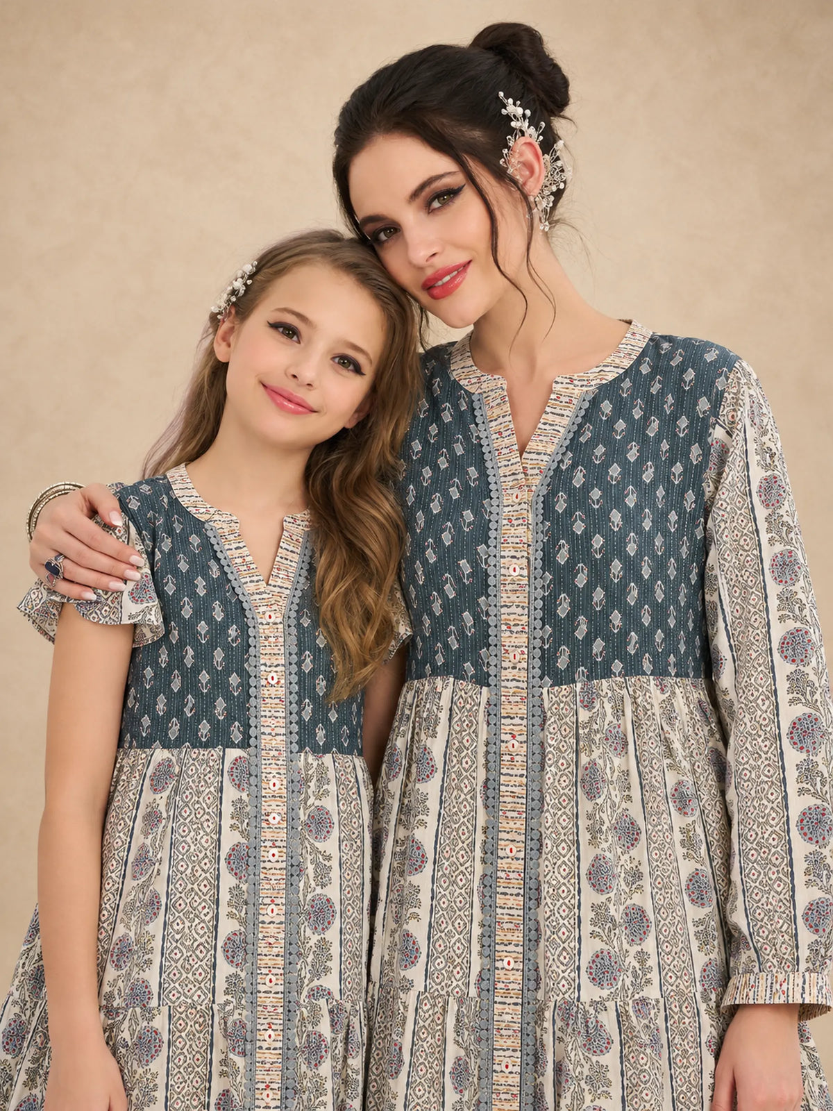 Cotton Printed Tiered Jalabiya