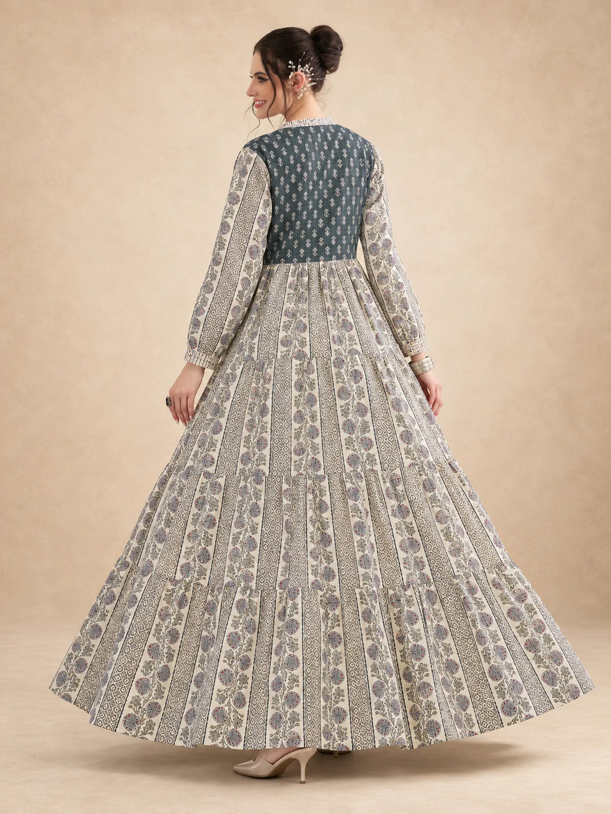 Cotton Printed Tiered Jalabiya