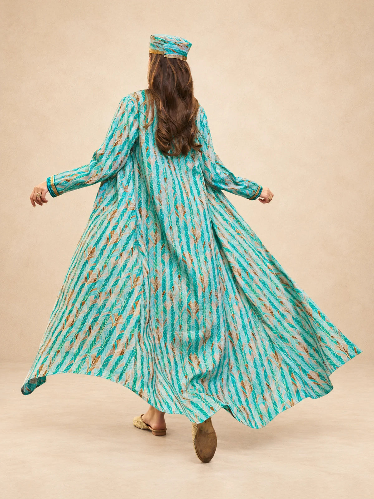 2 Pc Printed Jacquard  Jalabiya With Embroidery