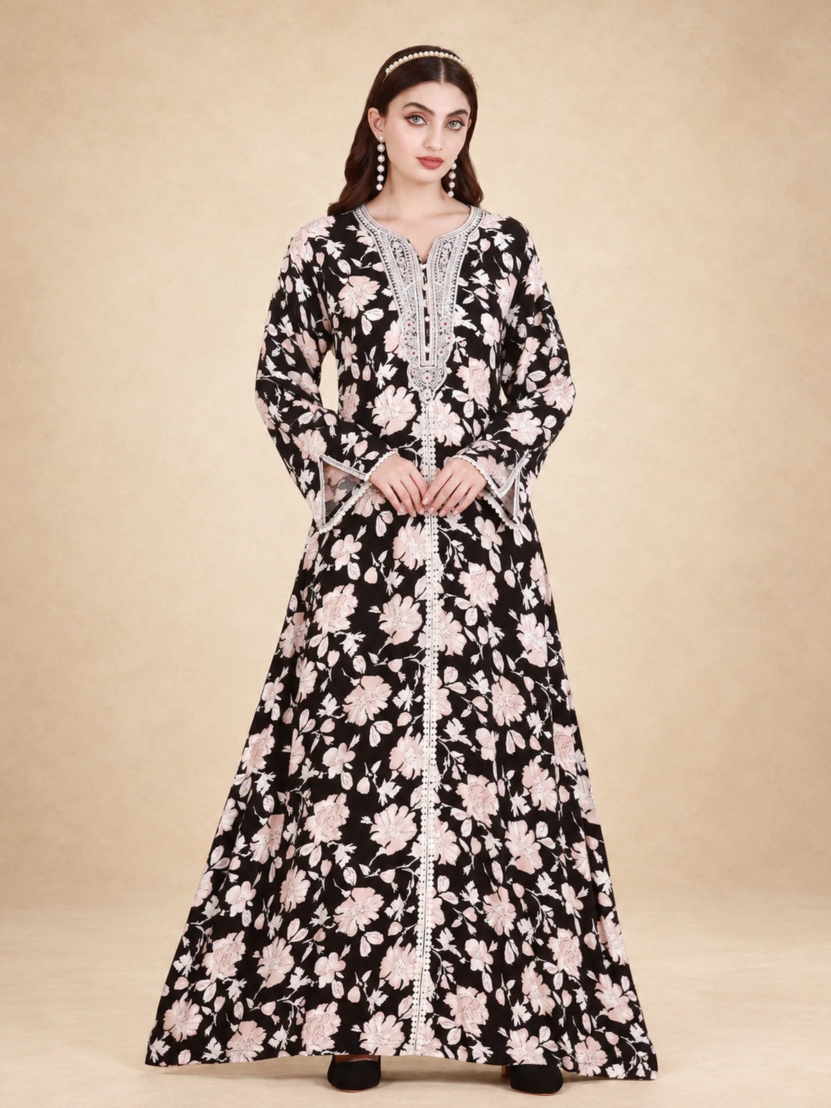 Cotton Rayon Floral Printed Jalabiya