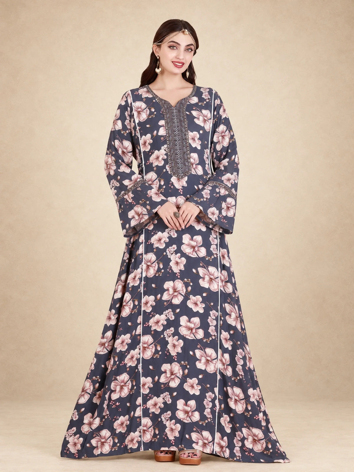 Cotton Rayon Floral Jalabiya