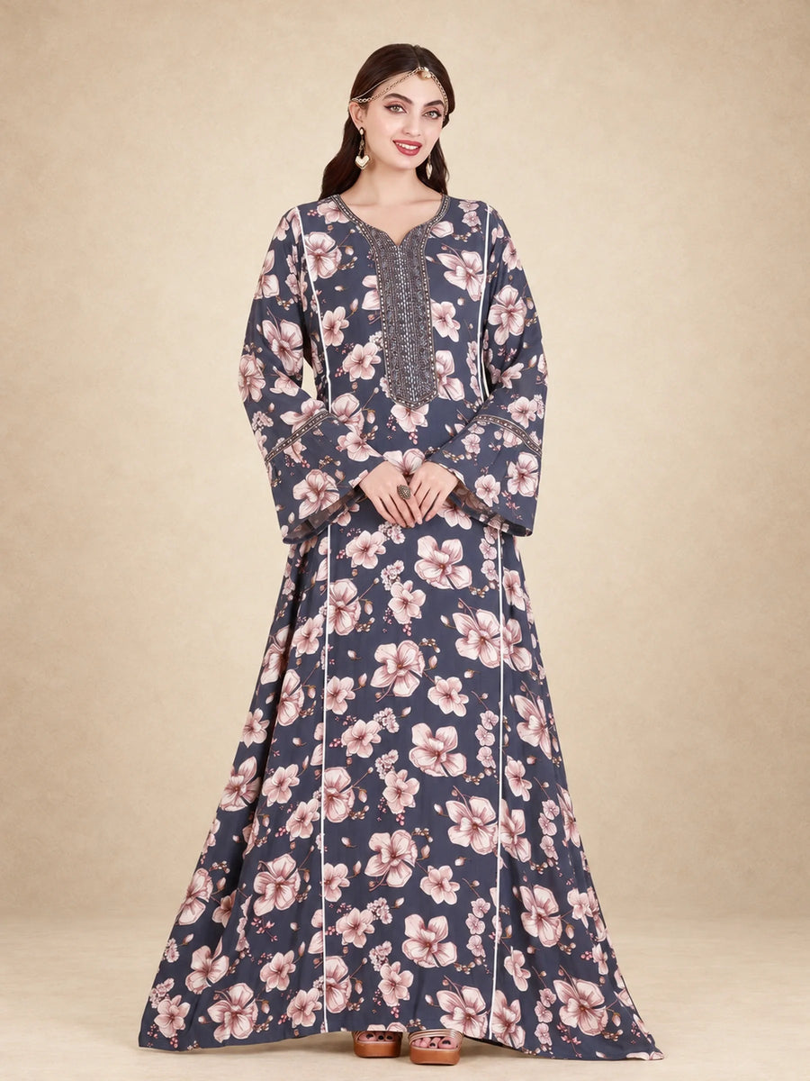 Cotton Rayon Floral Jalabiya