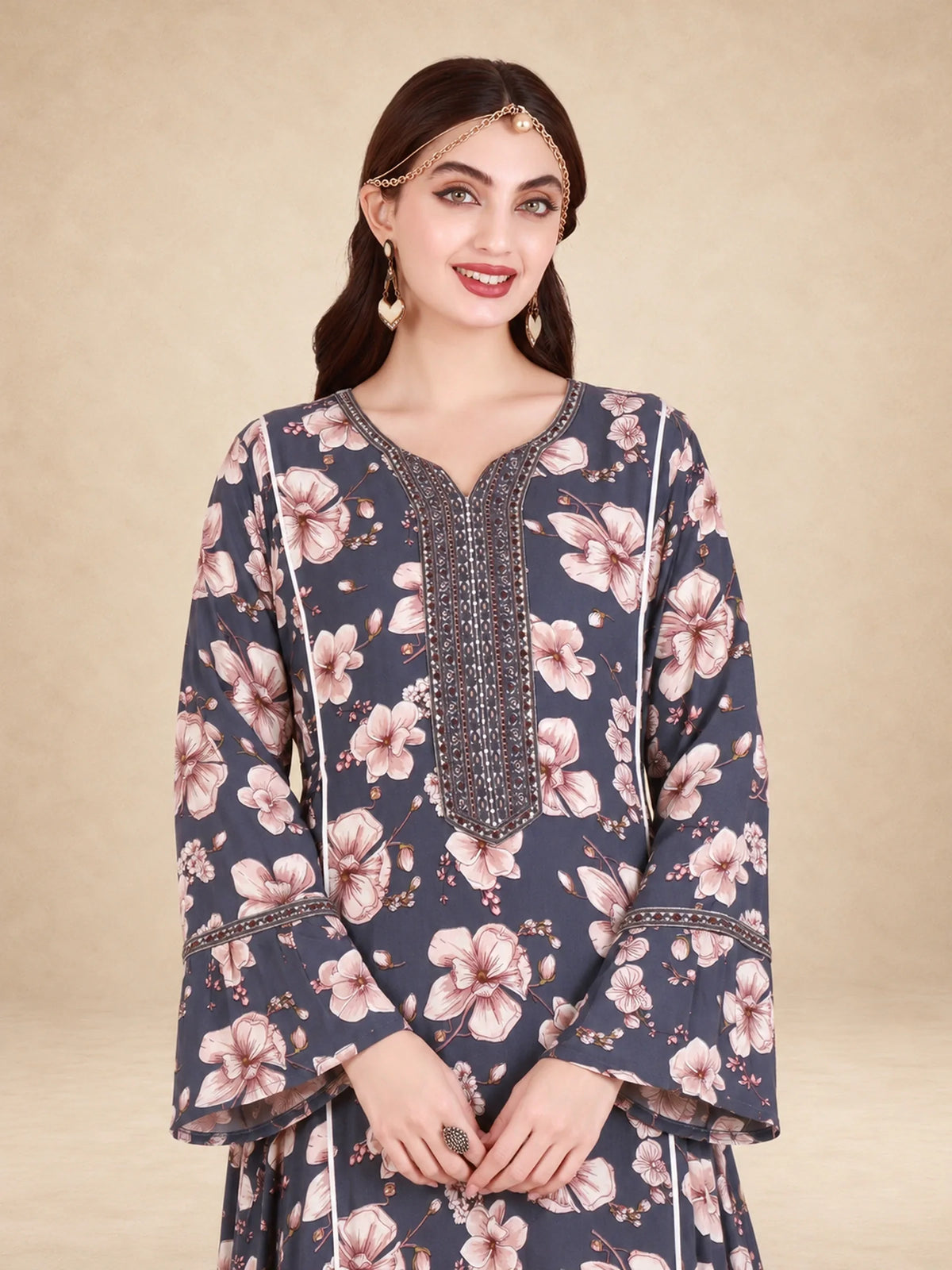 Cotton Rayon Floral Jalabiya