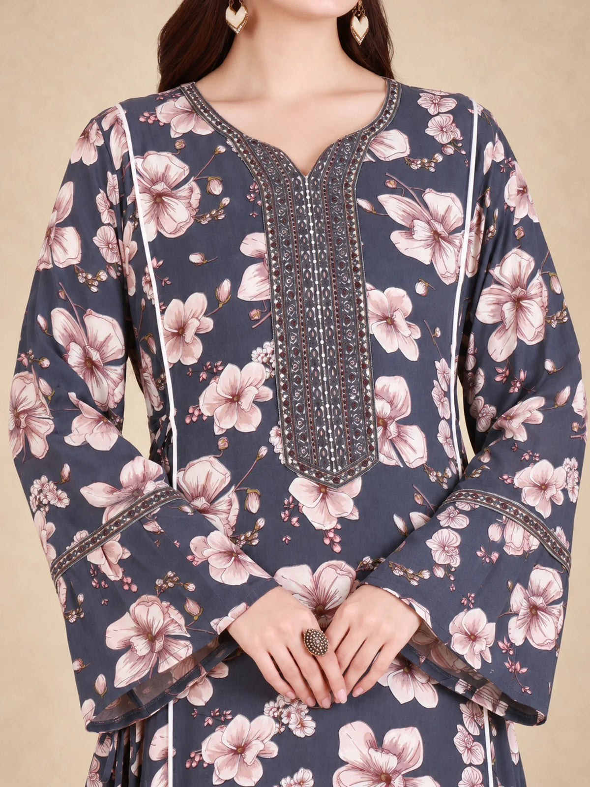 Cotton Rayon Floral Jalabiya