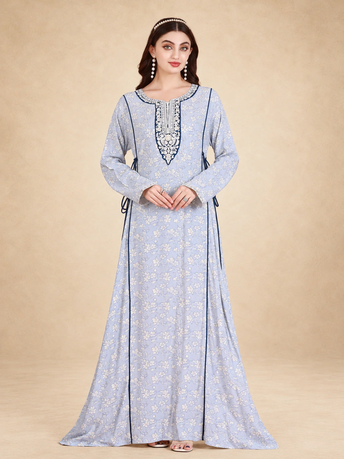 Cotton Rayon Floral Printed Jalabiya