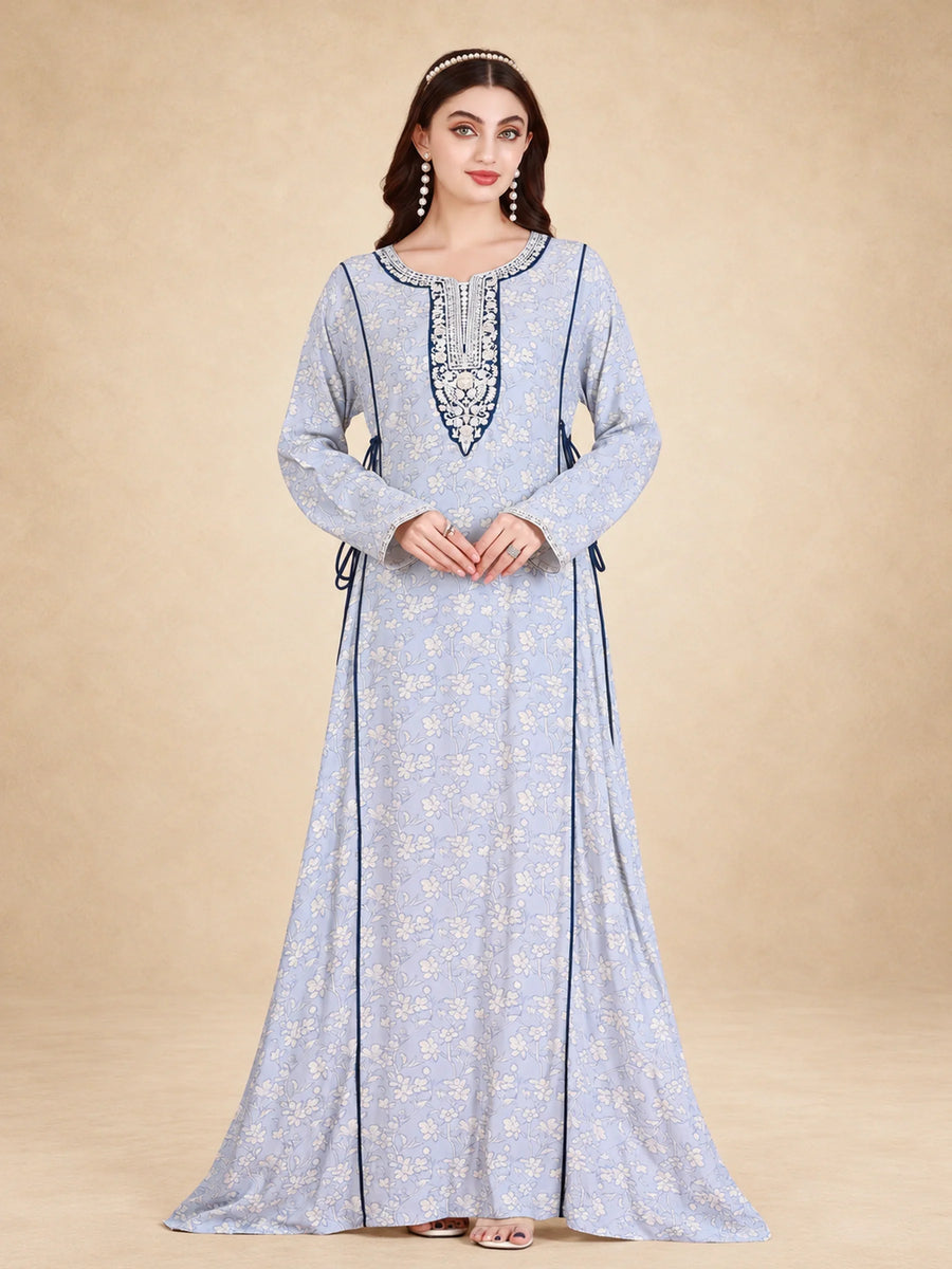 Cotton Rayon Floral Printed Jalabiya