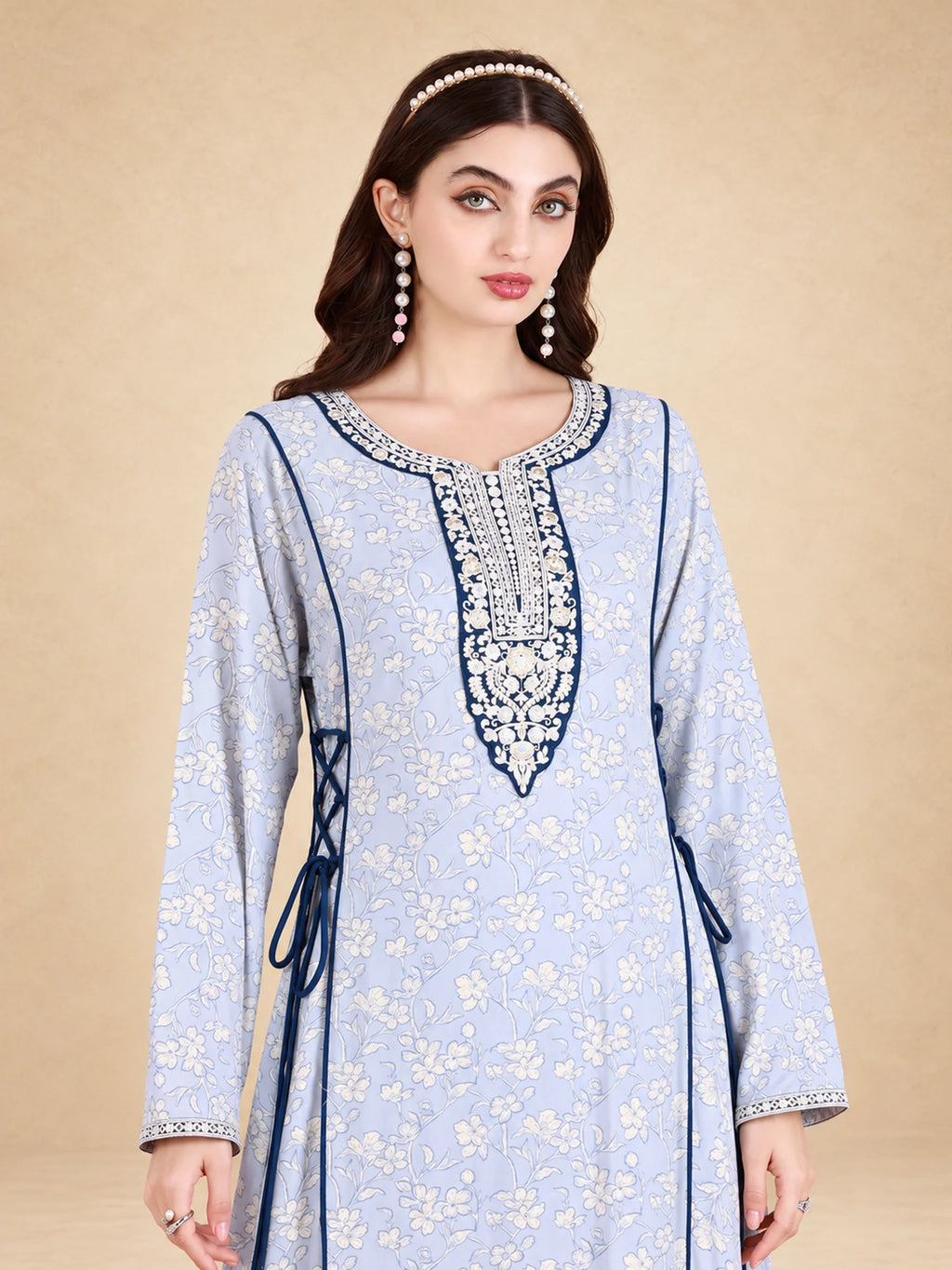 Cotton Rayon Floral Printed Jalabiya