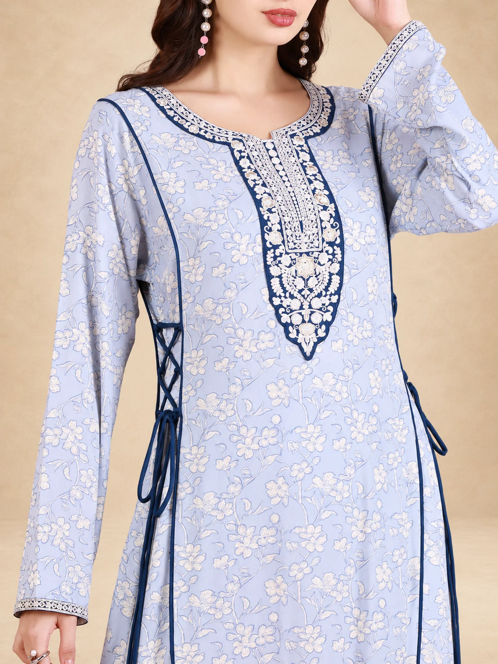 Cotton Rayon Floral Printed Jalabiya