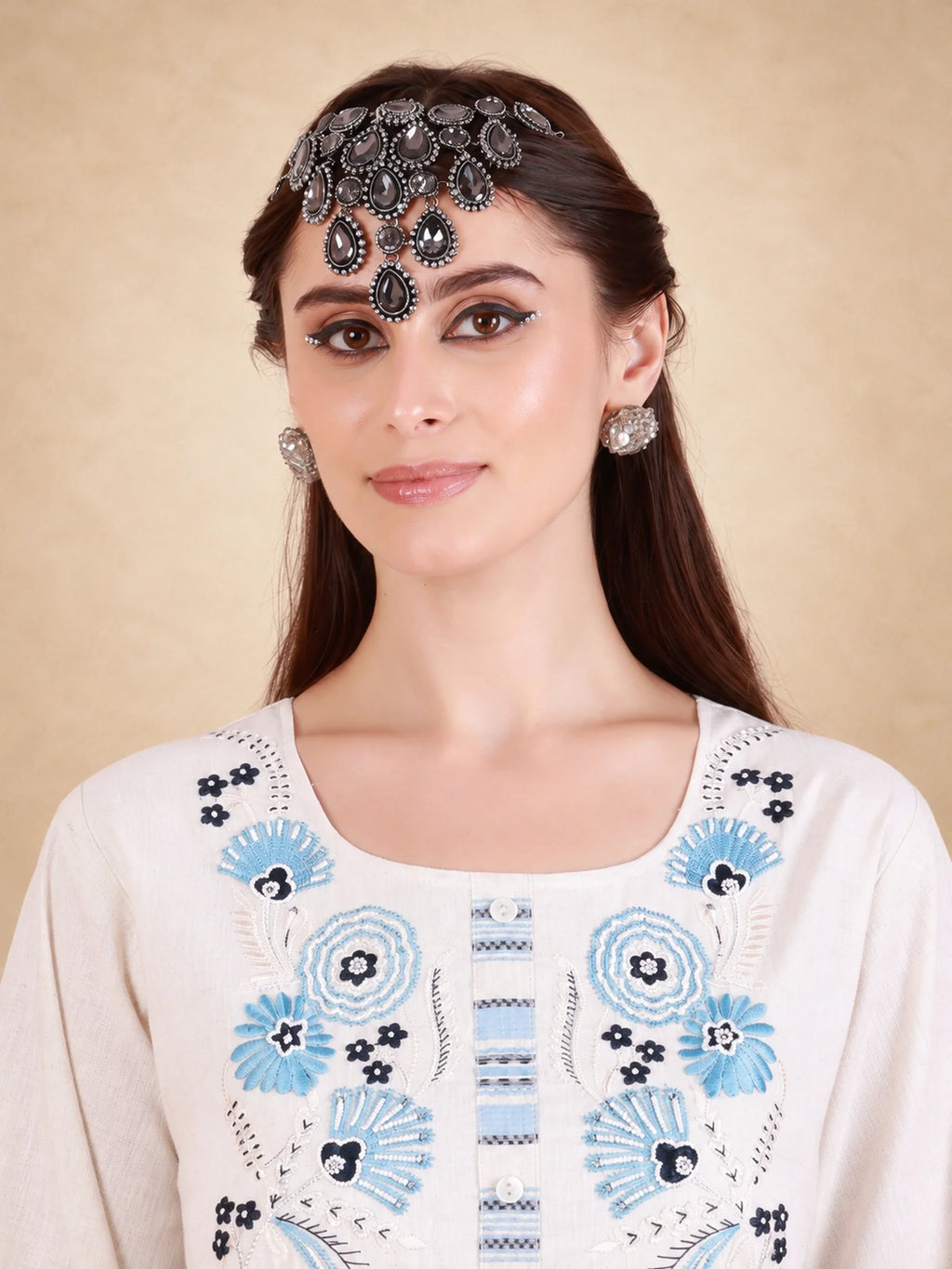 Cotton Linen Embroidered Jalabiya