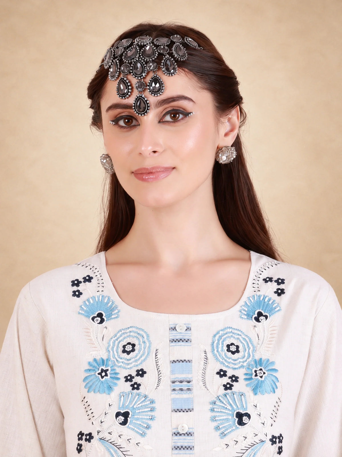 Cotton Linen Embroidered Jalabiya