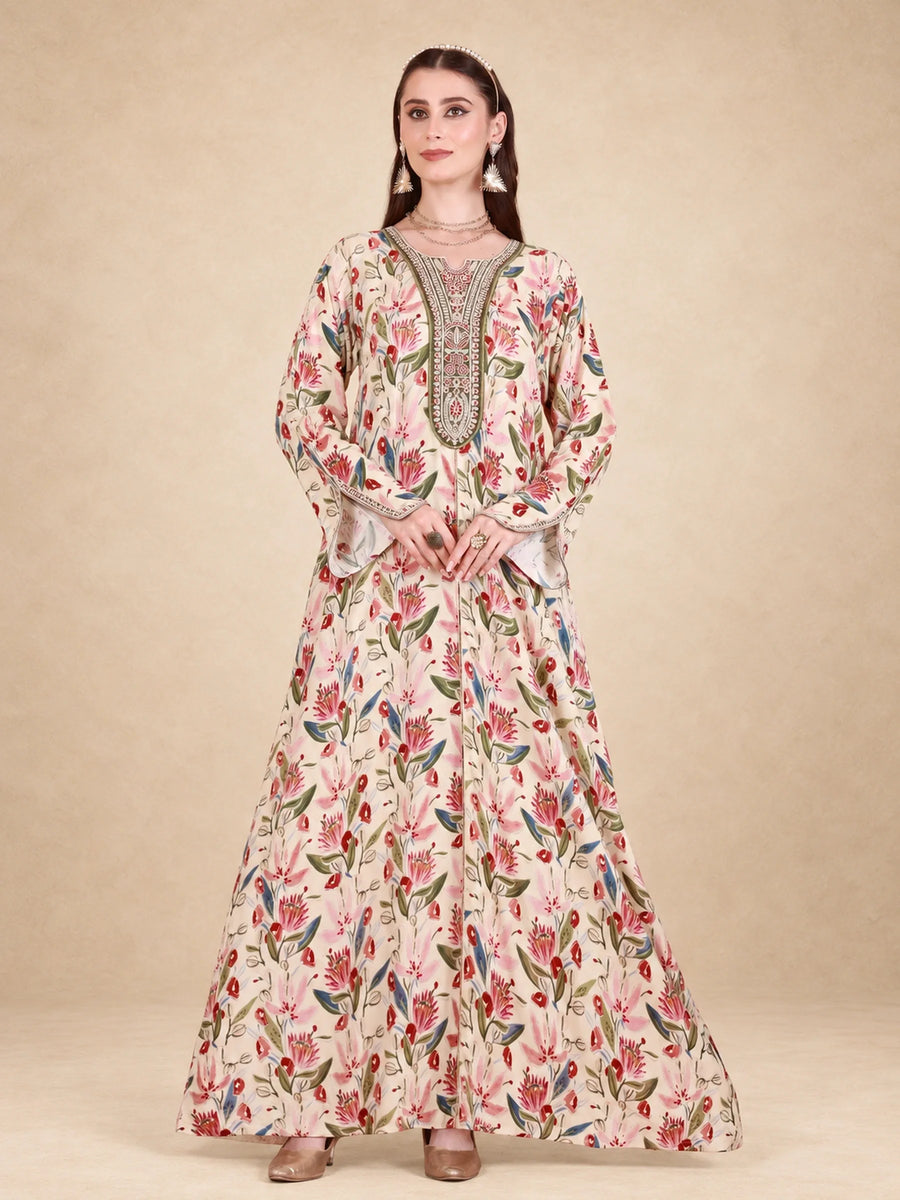 Rayon Floral Printed Casual Jalabiya