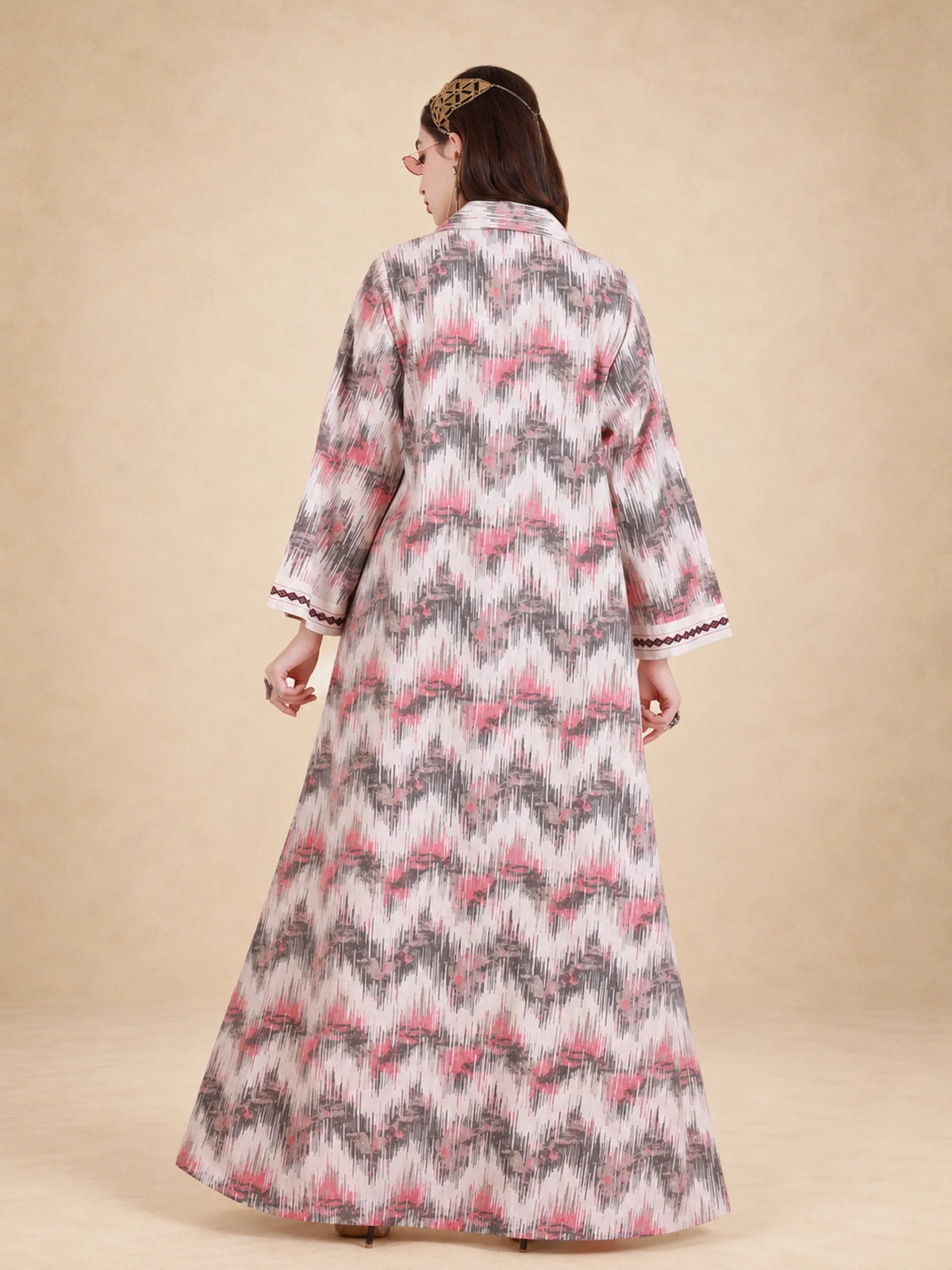 Cotton Printed Pattern Buttoned Jalabiya