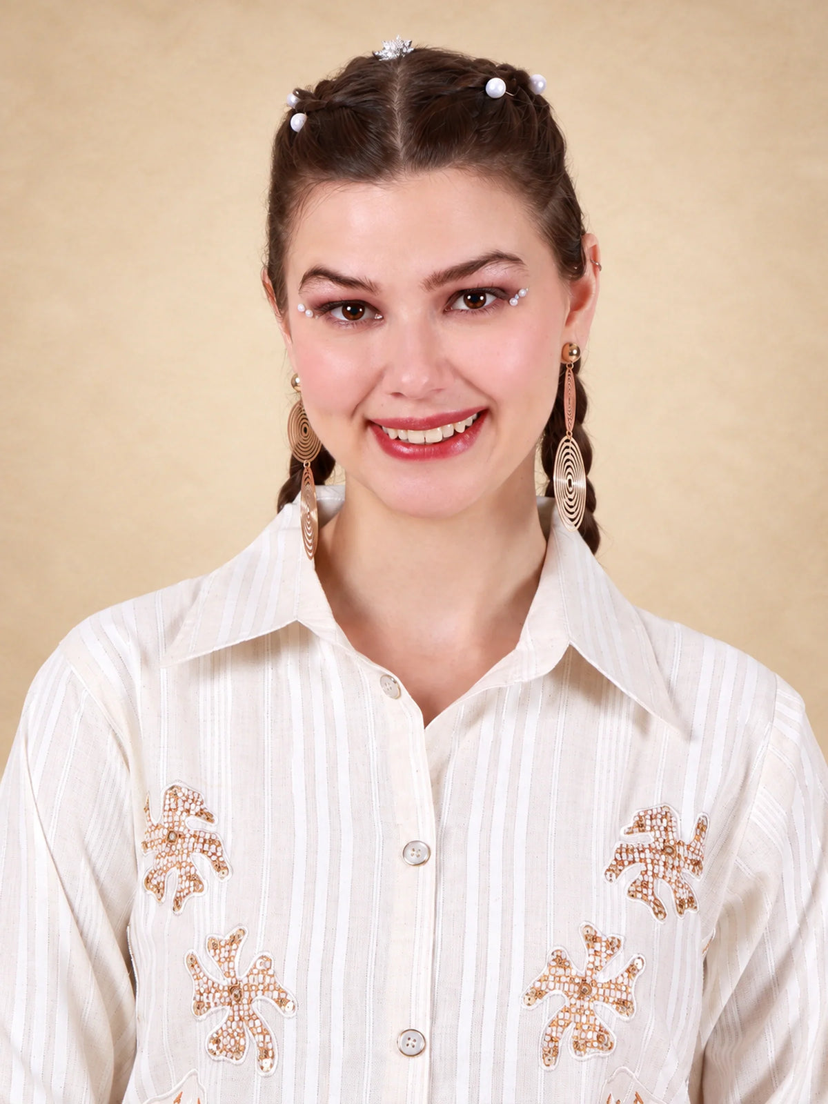 Cotton Linen Floral Embroidered Jalabiya