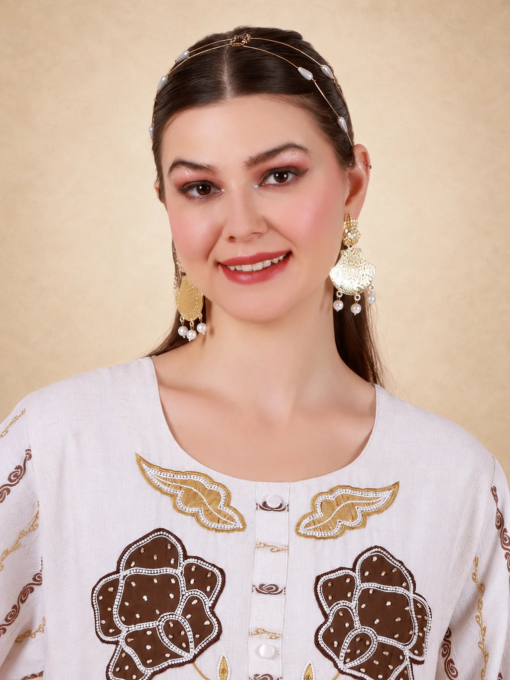 Cotton Linen Embroidered Jalabiya