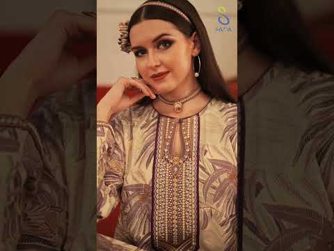 جلابية رايون بطبعة أوراق وتطريز