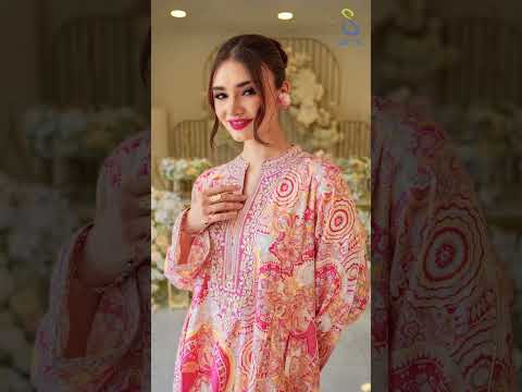 Vibrant Print Embroidered Jalabiya.