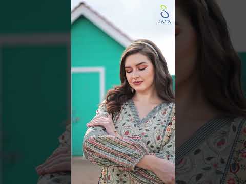جلابية فيسكوز بنقشات منسقة وتطريز
