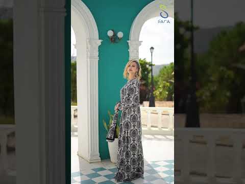 Bold Damask  Print Embroidered Jalabiya